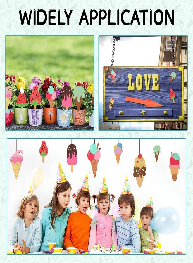 Haoser 10 PCS Unfinished Ice Cream Wood Cutouts 10 Styles Summer DIY Blank Unfinished Wooden Cutouts for Crafts Ice Cream Ornament for Kids Painting, DIY Crafts Home Decoration,Kids Art and Craft kit - Image 5